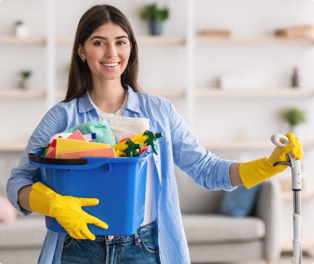 Woman With Cleaning Products